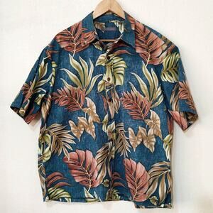 KOA road green Hawaiian button down shirt wood buttons Size XL